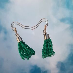 Teal beaded earrings